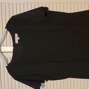 Loft Plus size 16 black dress with scalloped accents on sleeves.